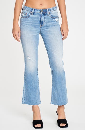 Daze Runaway Low Rise Crop Flare Jeans In Dancefloor