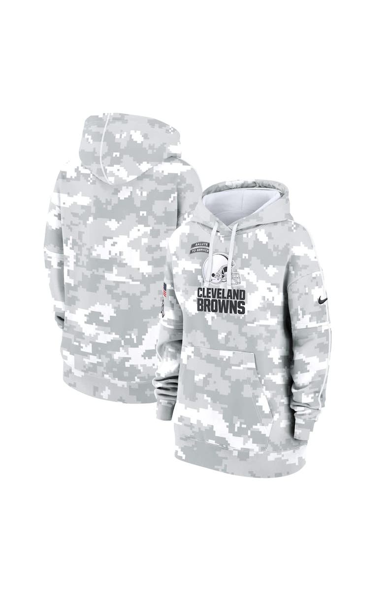 Nike Women's Nike Arctic Camo Cleveland Browns 2024 Salute To Service Club Fleece Oversized Pullover Hoodie, Main, color, 