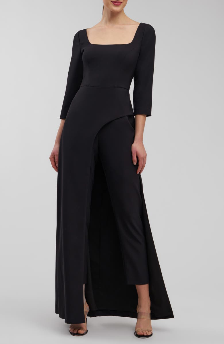 Kay Unger Danna Walk Thru Jumpsuit, Main, color, Black