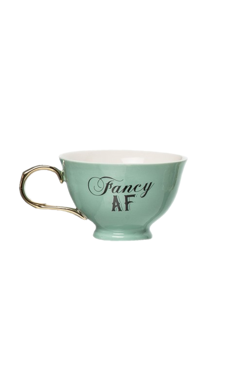 Totalee Gift 5.12" Multicolor Fancy AF Oversized Teacup Ceramic Green 8.45 oz, Main, color, Green