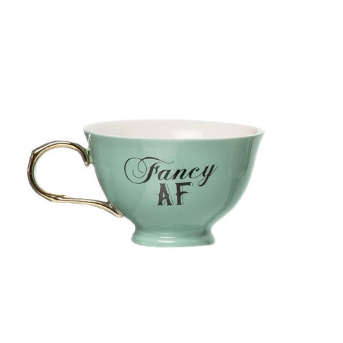 Totalee Gift 5.12" Multicolor Fancy Af Oversized Teacup Ceramic Green 8.45 oz