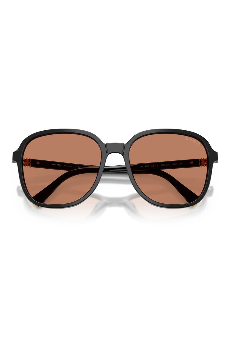 58mm Polarized Pillow Sunglasses, Alternate, color, BLACK / BROWN