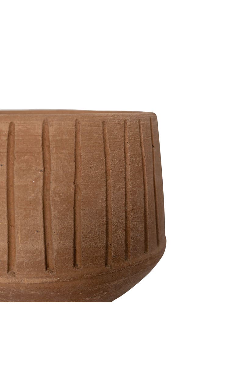 Foreside Home and Garden Routed Stripe Terracotta Planter, Alternate, color, Orange