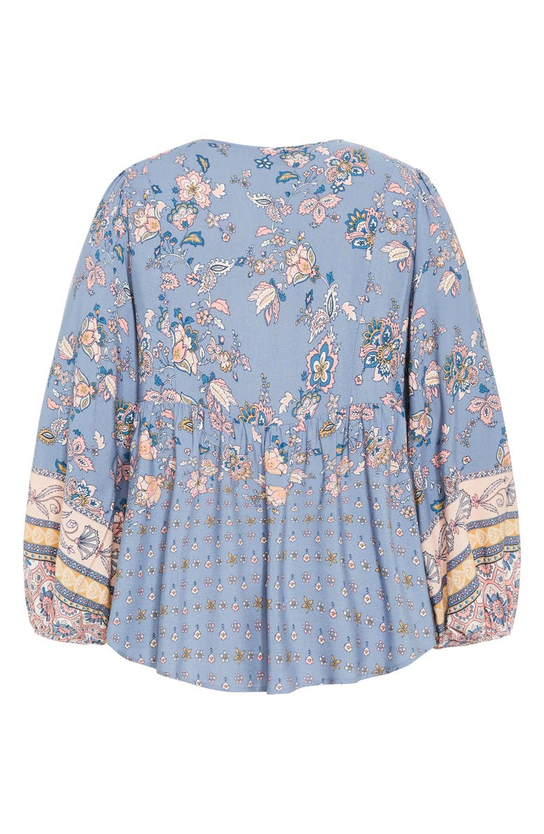 City Chic Angel Falls Mixed Floral Print Peplum Top, Alternate, color, 