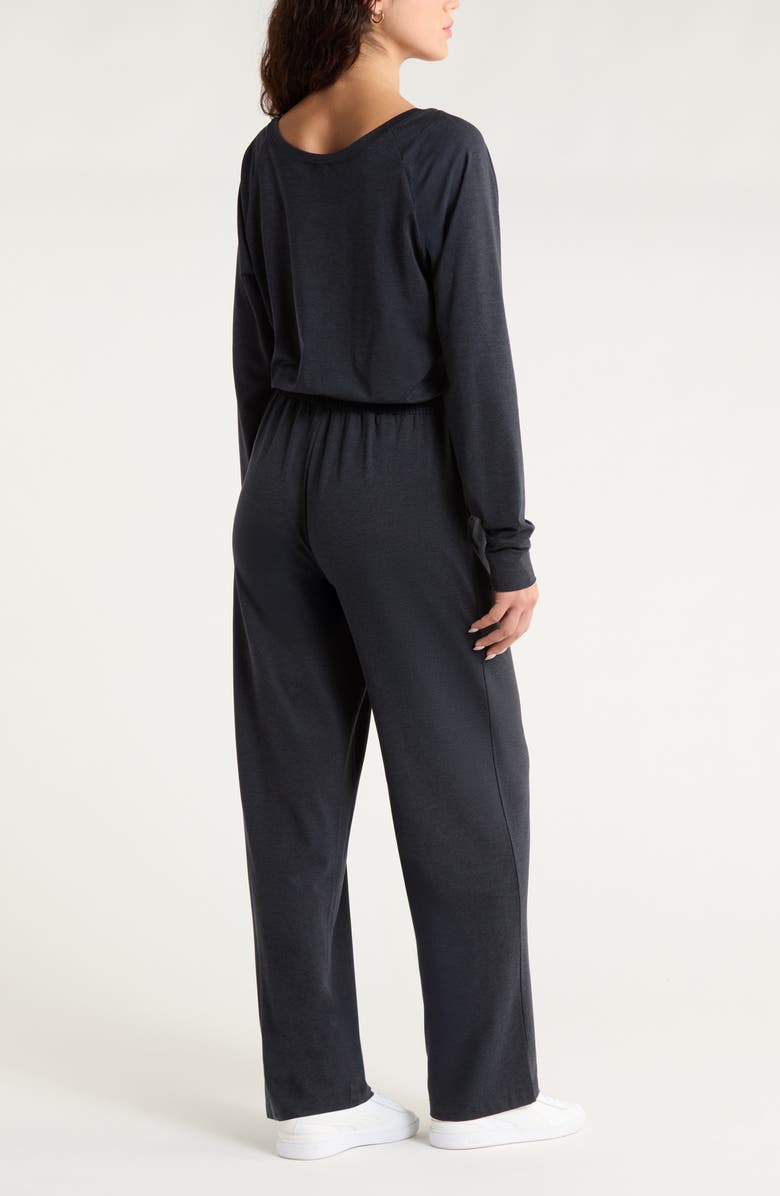 Zella Restore Soft Cozy Long Sleeve Jumpsuit, Alternate, color, Black