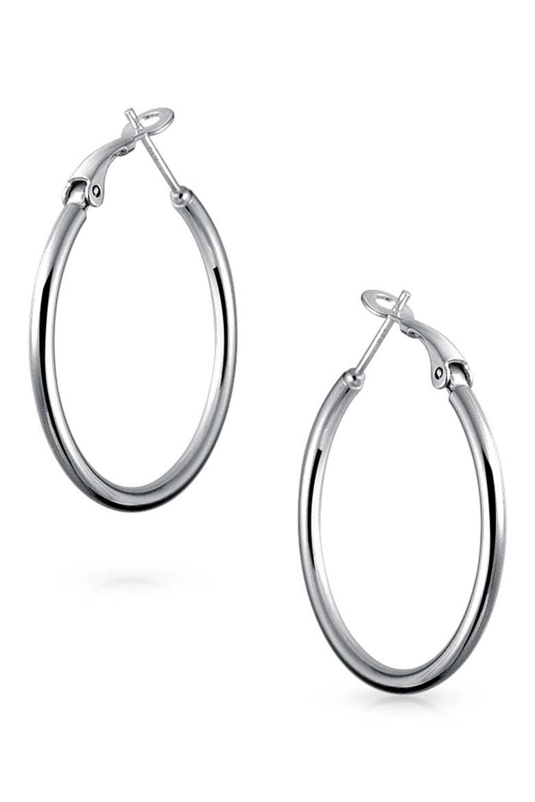Round Tube Hoop Earrings, Alternate, color, SILVER