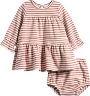 QUINCY MAE Stretch Organic Cotton Tiered Dress & Bloomers Set