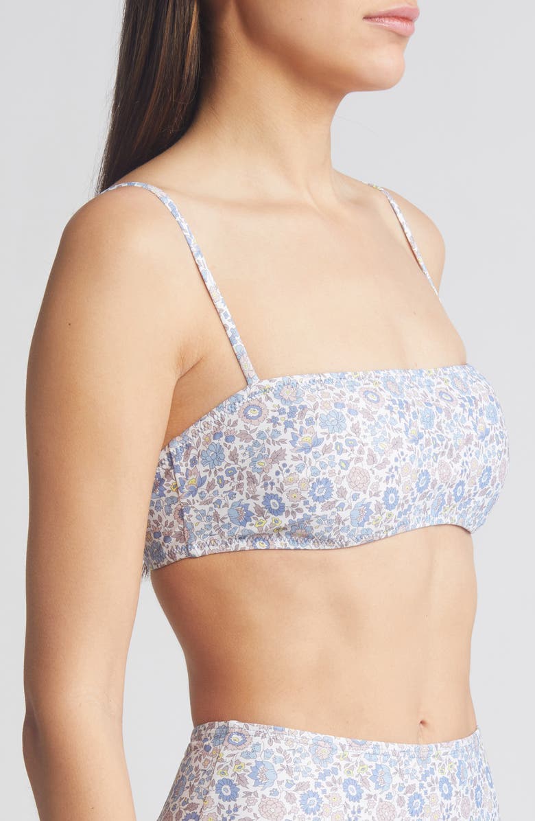 Nu Swim x Liberty London Lucky Floral Print Bandeau Bikini Top, Alternate, color, Blue Multi