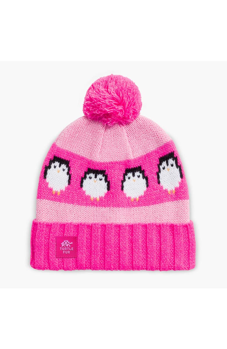 Turtle Fur Kids Recycled Pengy Pom Beanie, Main, color, Pink