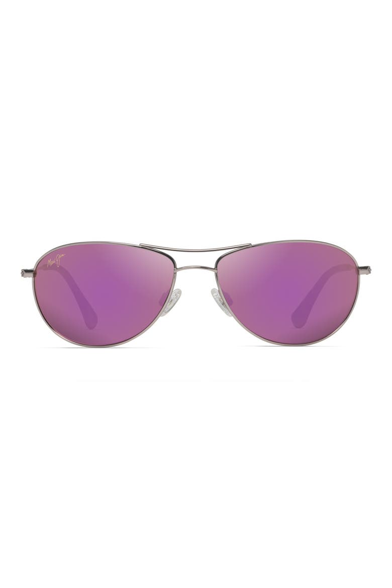 Baby Beach 56mm Mirrored PolarizedPlus2® Aviator Sunglasses, Main, color, ROSE GOLD/ MAUI SUNRISE