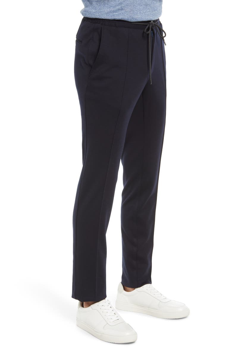 Men's Trim Fit Stripe Fleece Wool Pants, Alternate, color, NAVY