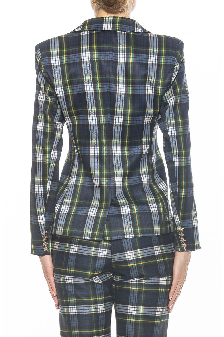 Gwen Jacket Star Button Blazer, Alternate, color, BLUE PLAID