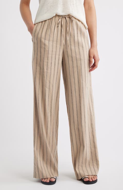 Linen Blend Wide Leg Pants