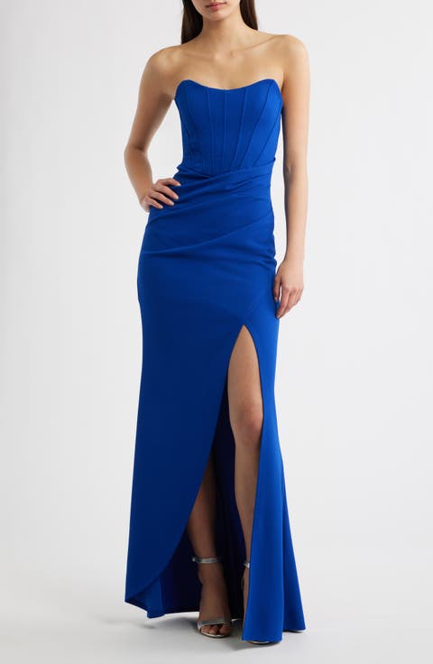 Strapless Cateye Corset Scuba Gown