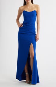Emerald Sundae Strapless Cateye Corset Scuba Gown