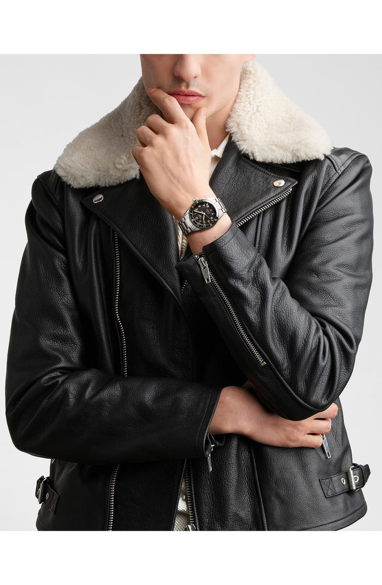 Longines Spirit Zulu Bracelet Watch, 39mm, Alternate, color, Silver/Anthracite/Green