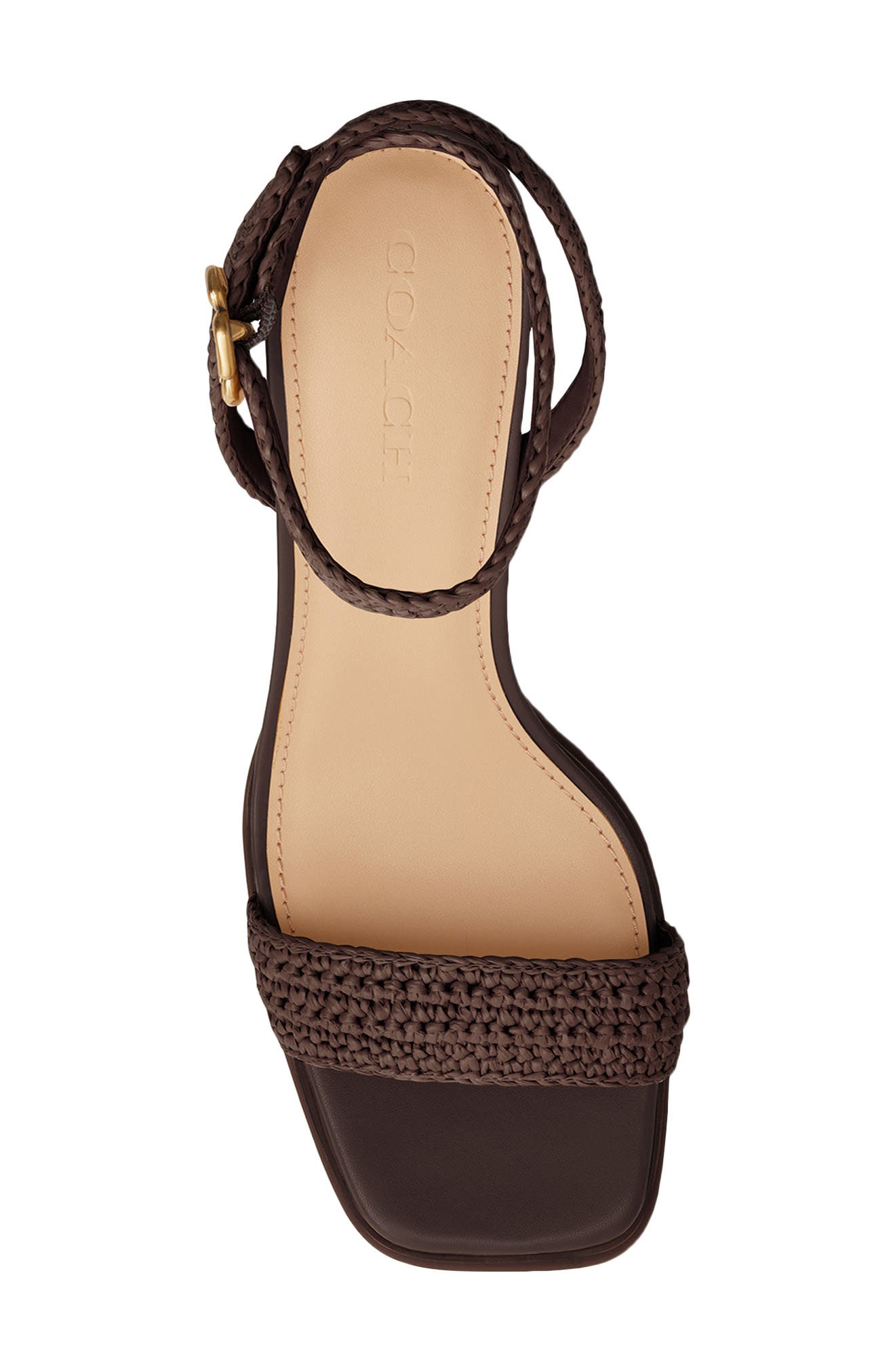 COACH Tea Rose Raffia Platform Ankle Strap Sandal, Alternate, color, Maple