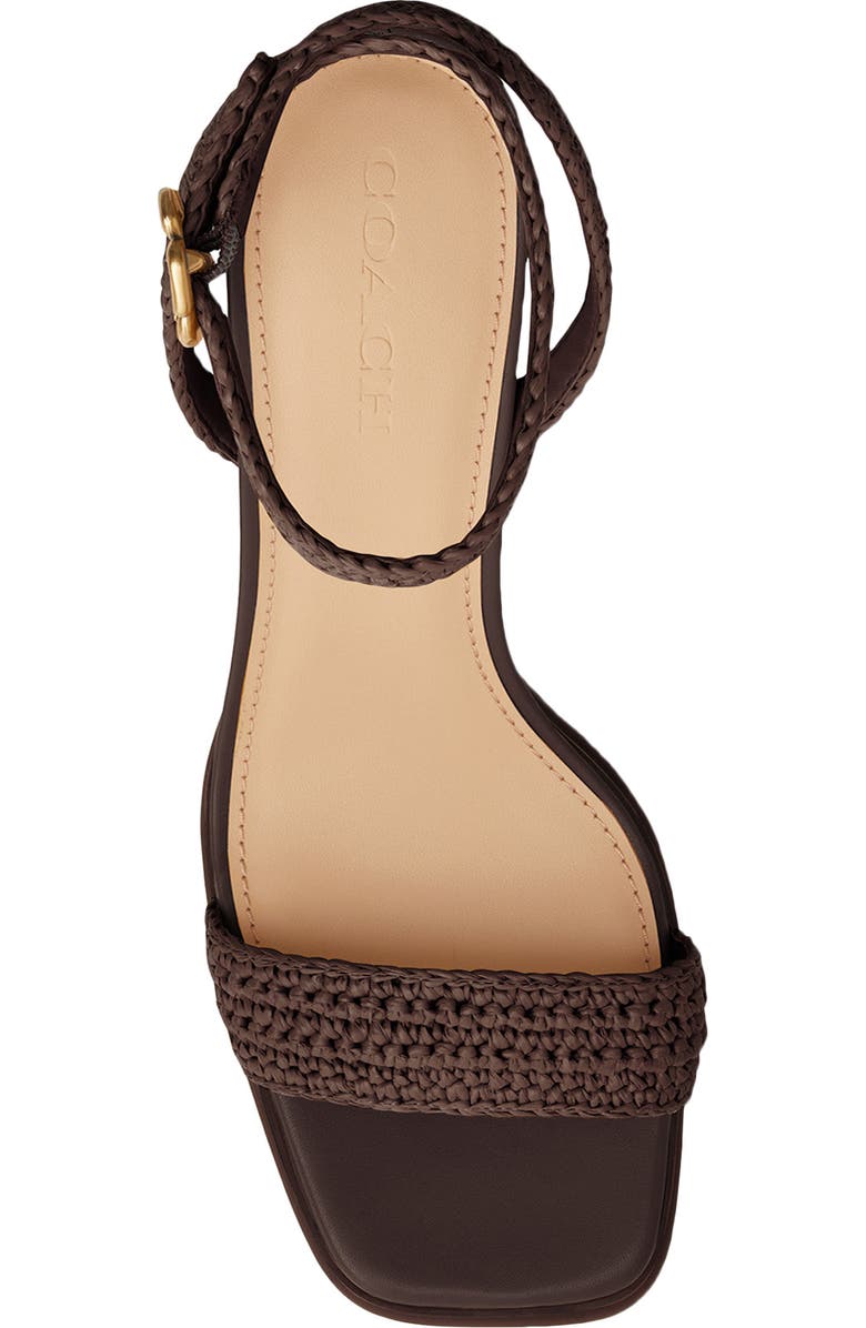 COACH Tea Rose Raffia Platform Ankle Strap Sandal, Alternate, color, Maple