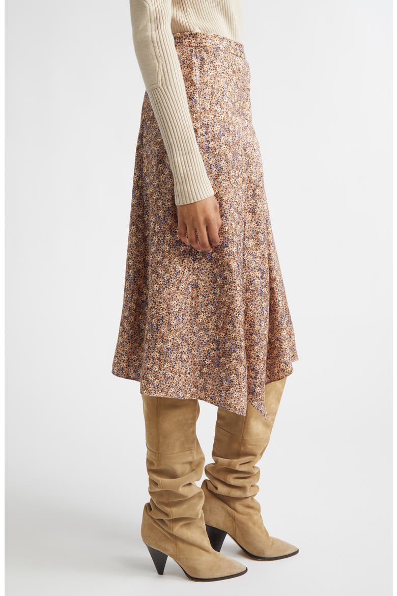 Cacia Floral Jacquard Asymmetric Midi Skirt, Alternate, color, OCHRE