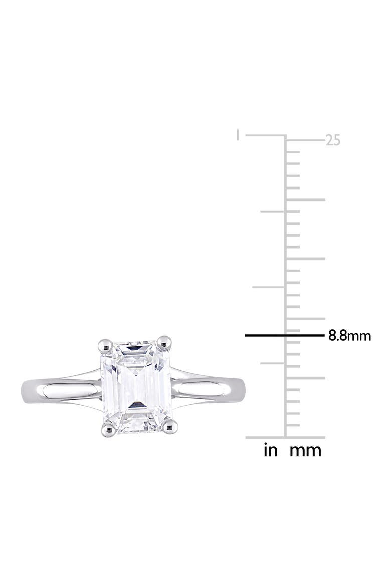 10K White Gold Emerald Cut Created Moissanite Ring, Alternate, color, WHITE