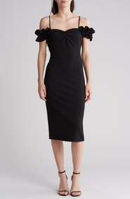 RACHEL Rachel Roy Parcella Cold Shoulder Midi Dress