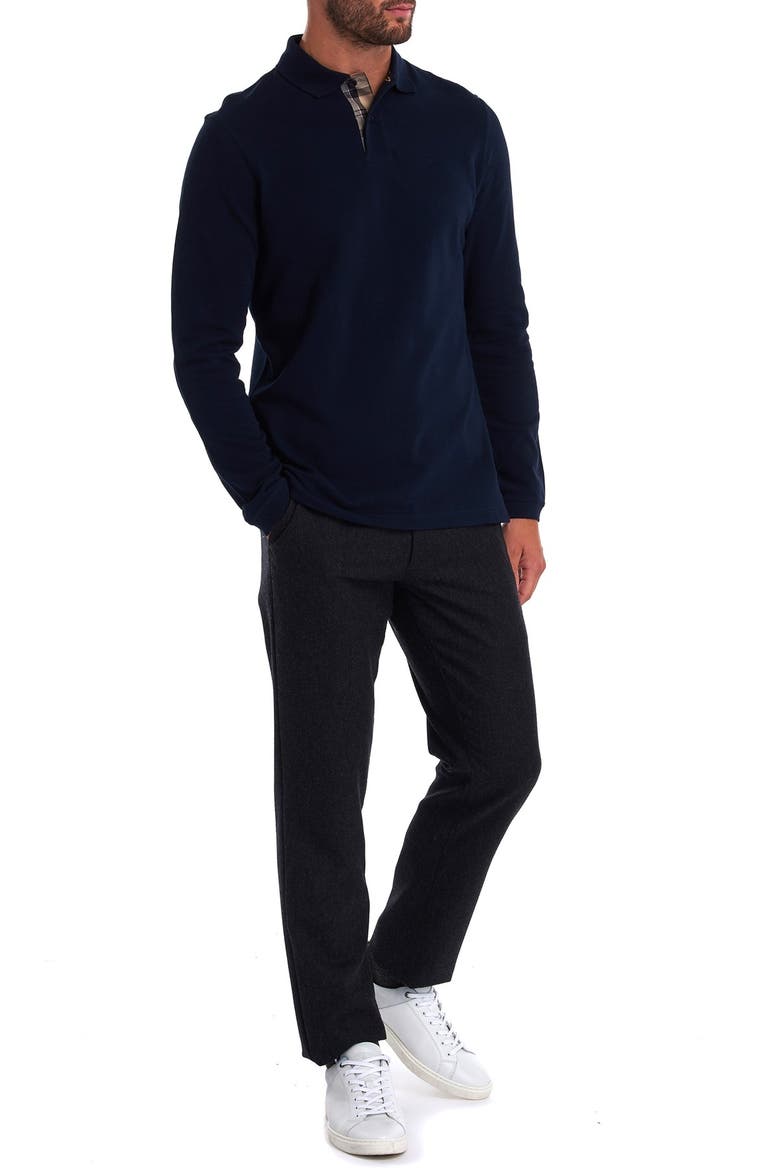 Solid Long Sleeve Sports Polo, Alternate, color, NAVY