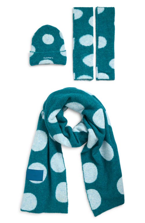 Susmie's Marieta Scarf, Beanie & Leg Warmers Set In Green