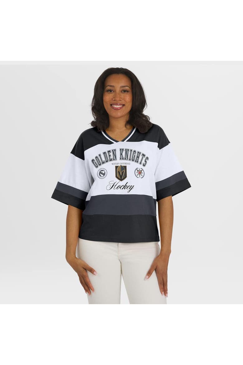 Women's WEAR by Erin Andrews Black/White Vegas Golden Knights Jersey Style Tee, Alternate, color, Black