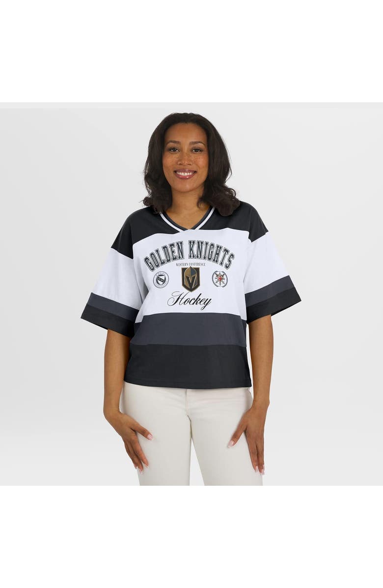 WEAR by Erin Andrews Women's WEAR by Erin Andrews Black/White Vegas Golden Knights Jersey Style Tee, Alternate, color, Black