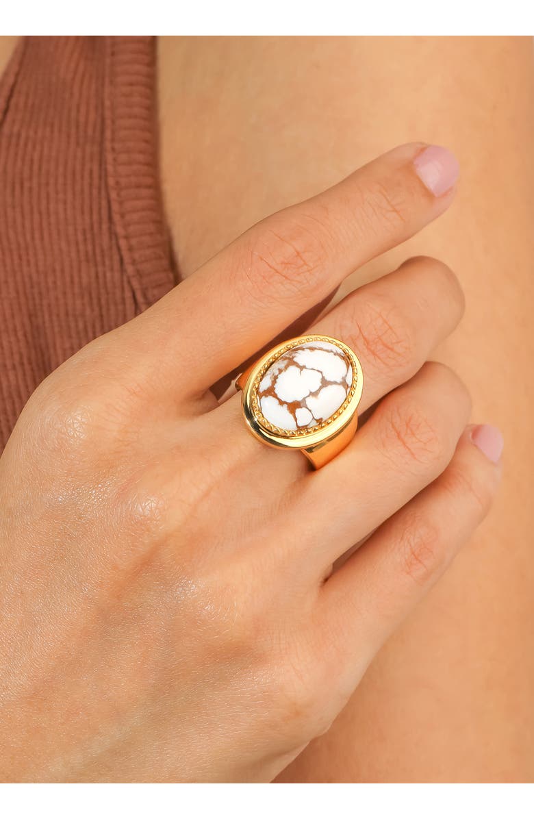 YS GEMS Wild Horse Turquoise Ring, Alternate, color, White