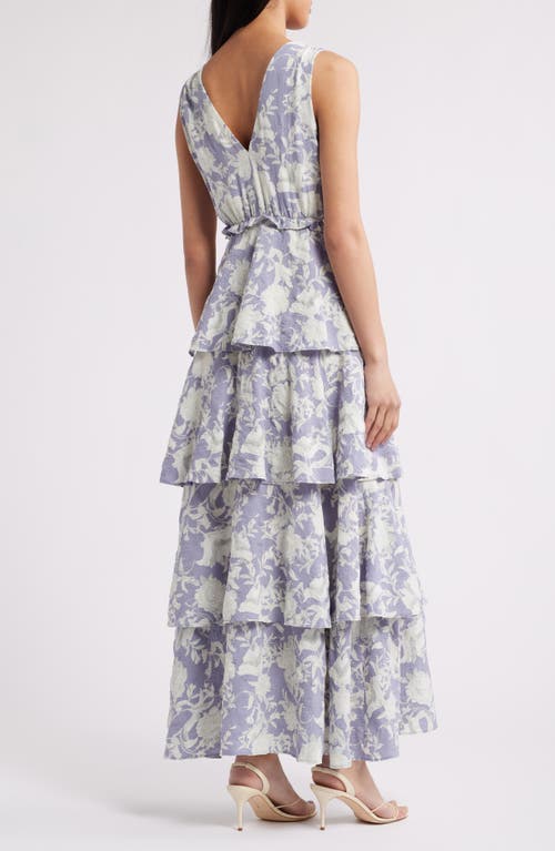 Chelsea28 Floral Tiered Maxi Dress In Blue- Ivory Bloomtastic