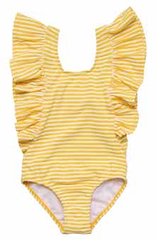 Kids' Sunshine Stripe Ruffle UPF 50+ One-Piece Swimsuit