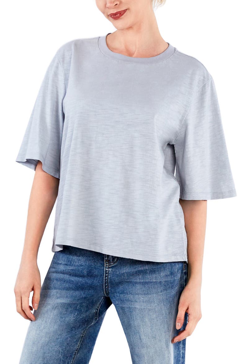 Hig Hug Crewneck T-Shirt, Main, color, PEARL BLUE
