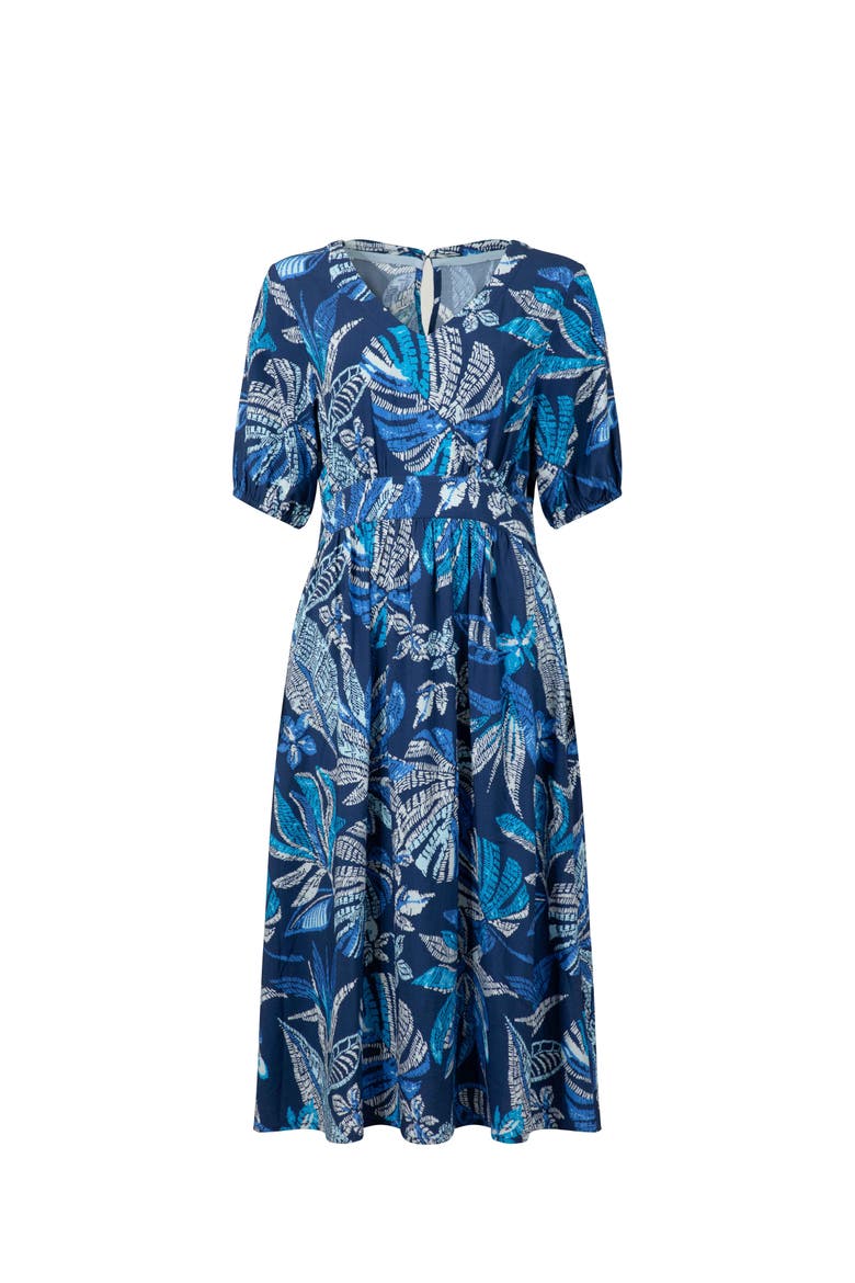 Dilsha Printed Midi Dress, Alternate, color, Blue Indigo
