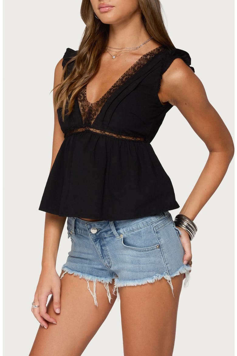 Meadow Cotton Lace Top, Alternate, color, BLACK