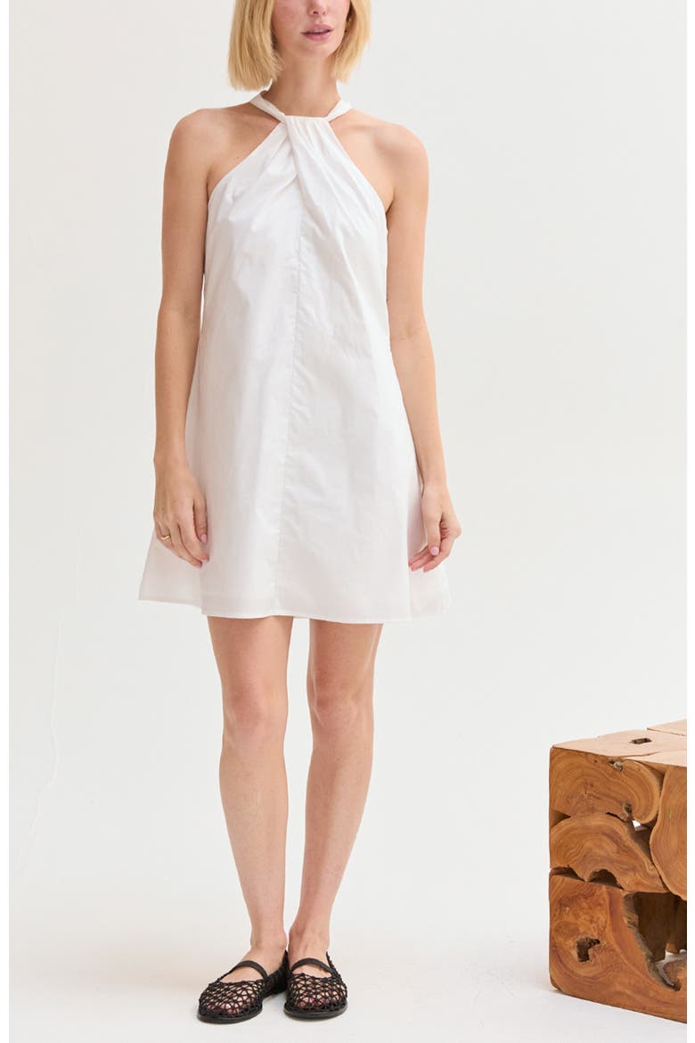 Halter Poplin Mini Dress, Alternate, color, White