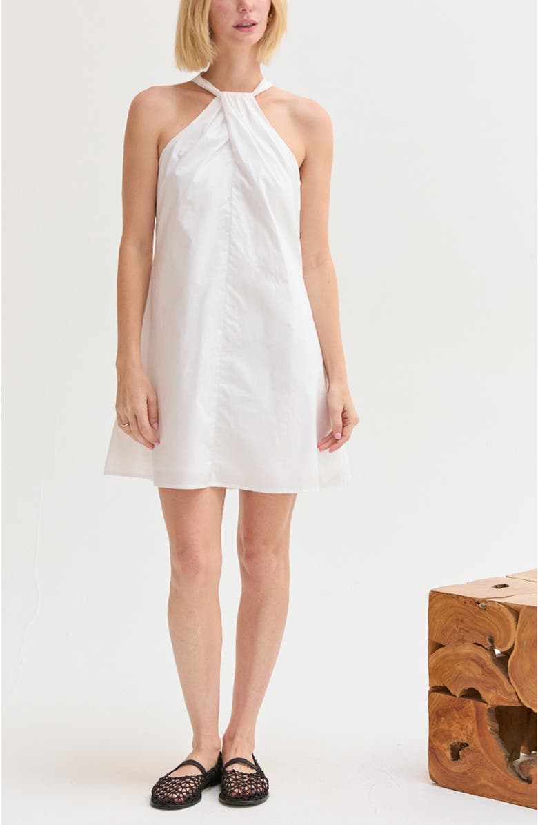 CRESCENT Halter Poplin Mini Dress, Alternate, color, White
