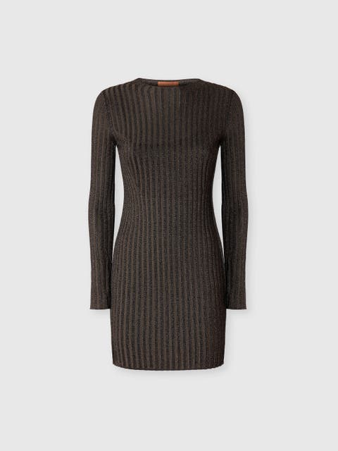 Ribbed Viscose Lamé Mini Dress