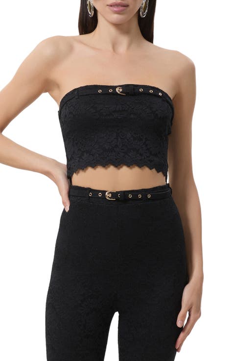 Remy Strapless Lace Crop Top