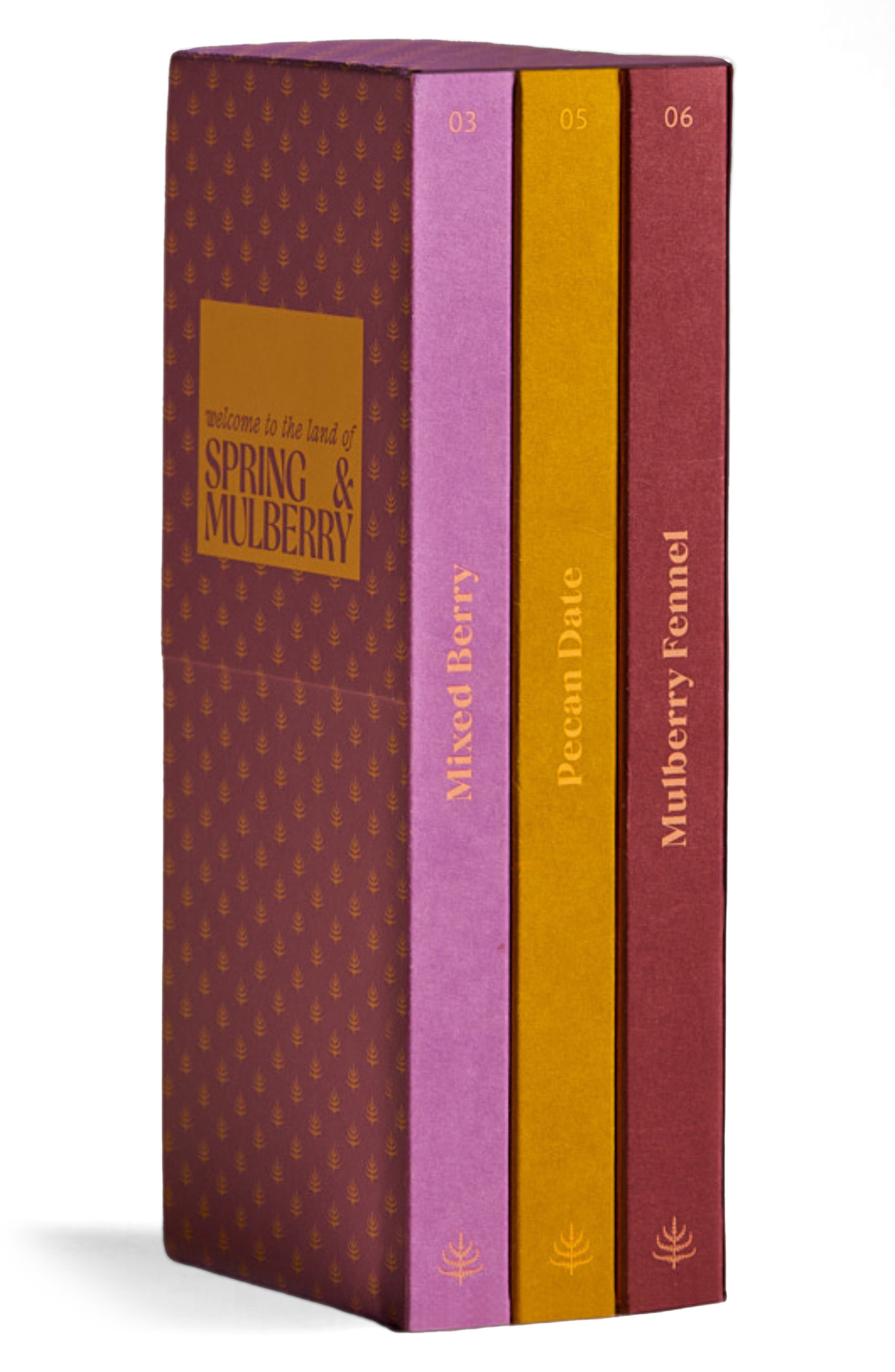 Spring & Mulberry Best Sellers Collection Date Dark Sweetened Chocolate Bars 3-Piece Gift Box in Purple 