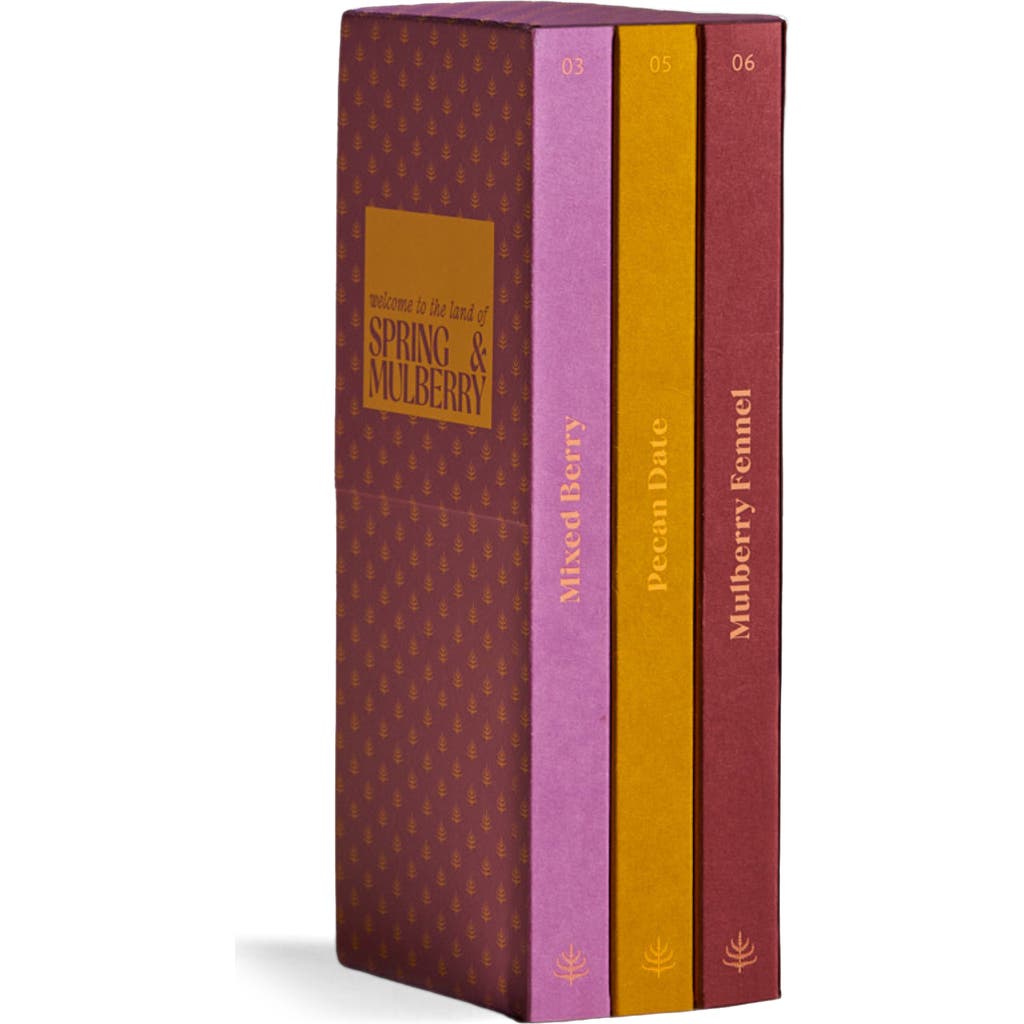 Spring & Mulberry Best Sellers Collection Date Dark Sweetened Chocolate Bars 3-Piece Gift Box in Purple  product