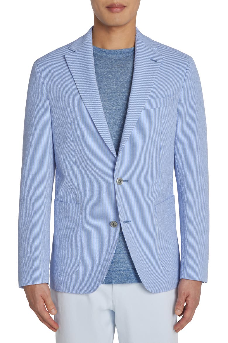Morton Stripe Soft Construction Seersucker Sport Coat, Main, color, BLUE