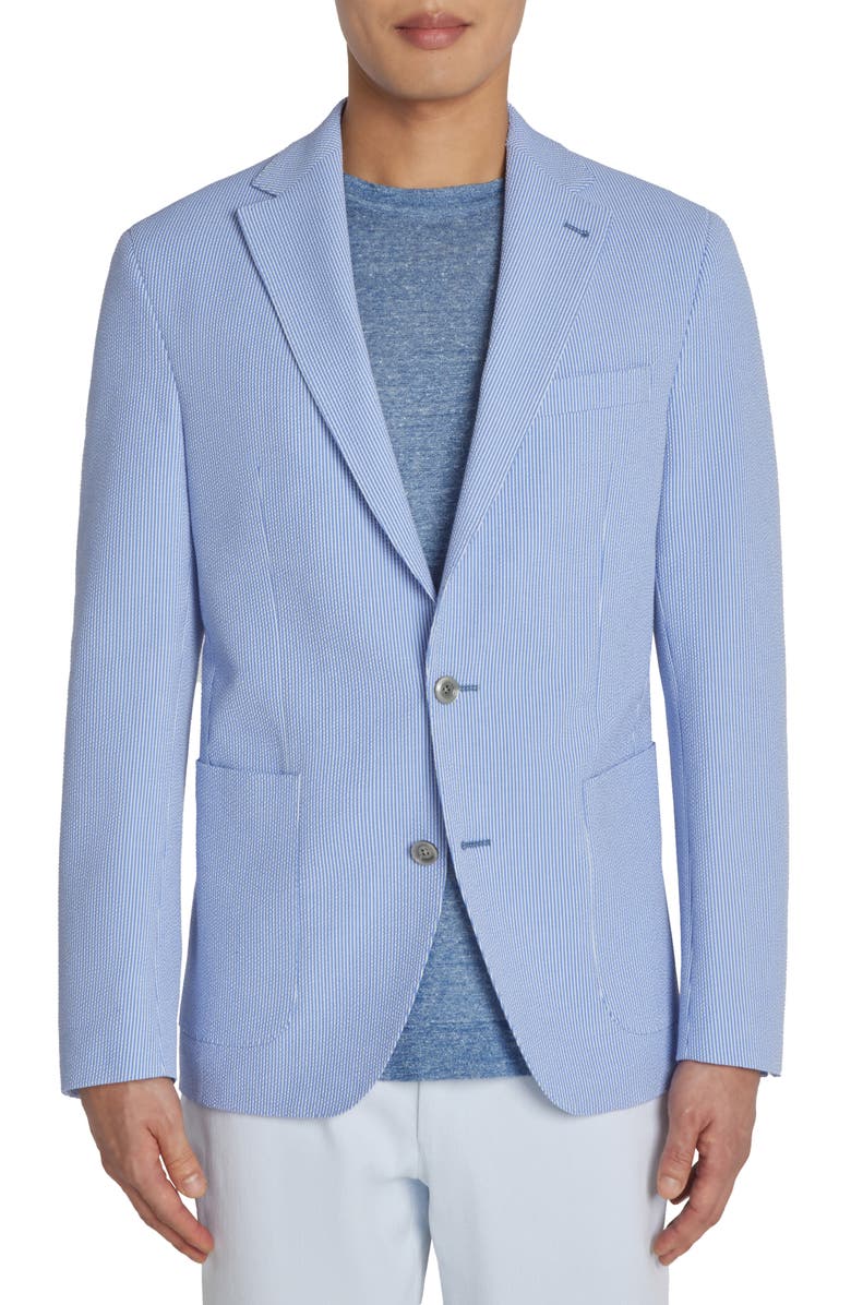 Jack Victor Morton Stripe Soft Construction Seersucker Sport Coat, Main, color, 