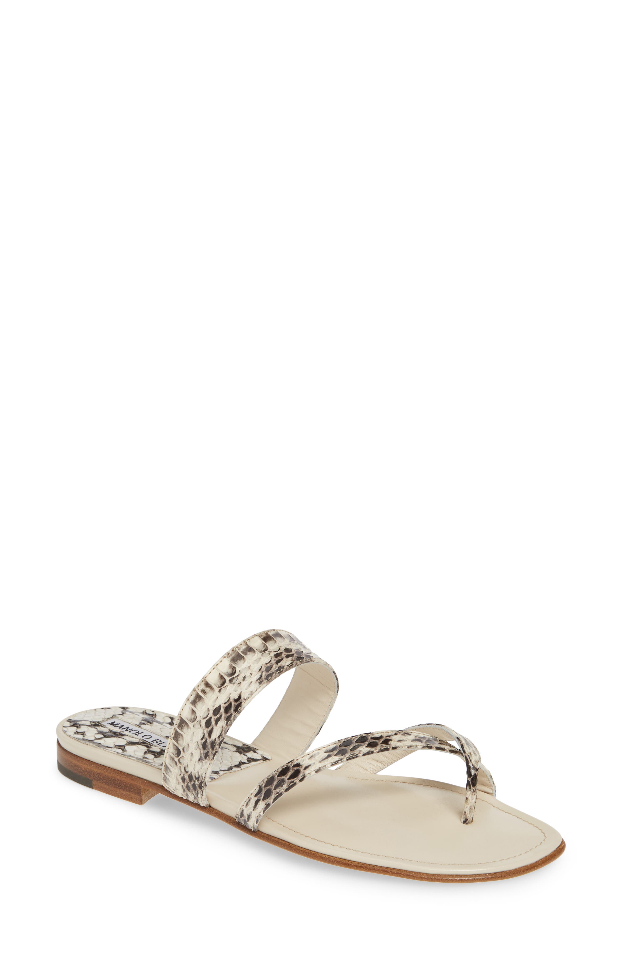 Manolo Blahnik 'Susa' Genuine Snakeskin Sandal, Main, color, 