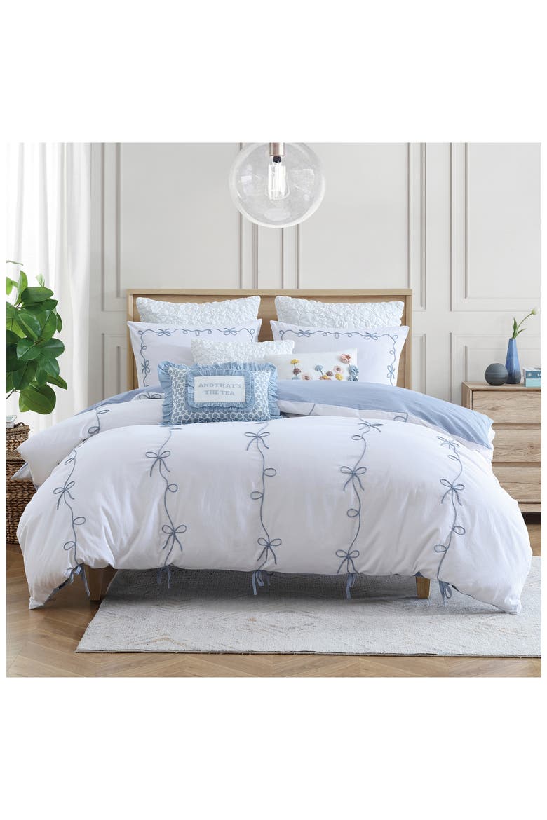 Sasha Bows Duvet Cover & Sham Set, Alternate, color, BLUE
