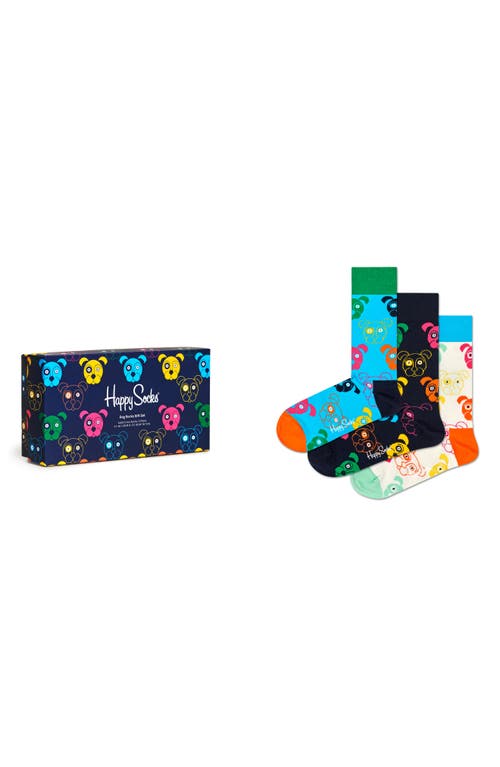 Happy Socks Dog Cotton Blend Crew Socks Gift Box, Pack Of 3 In Dogs