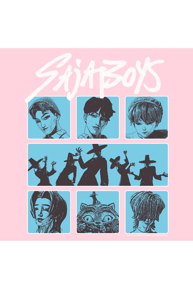 Junior's Saja Boys' Group Short Sleeve Graphic T-Shirt, Alternate, color, Light Pink