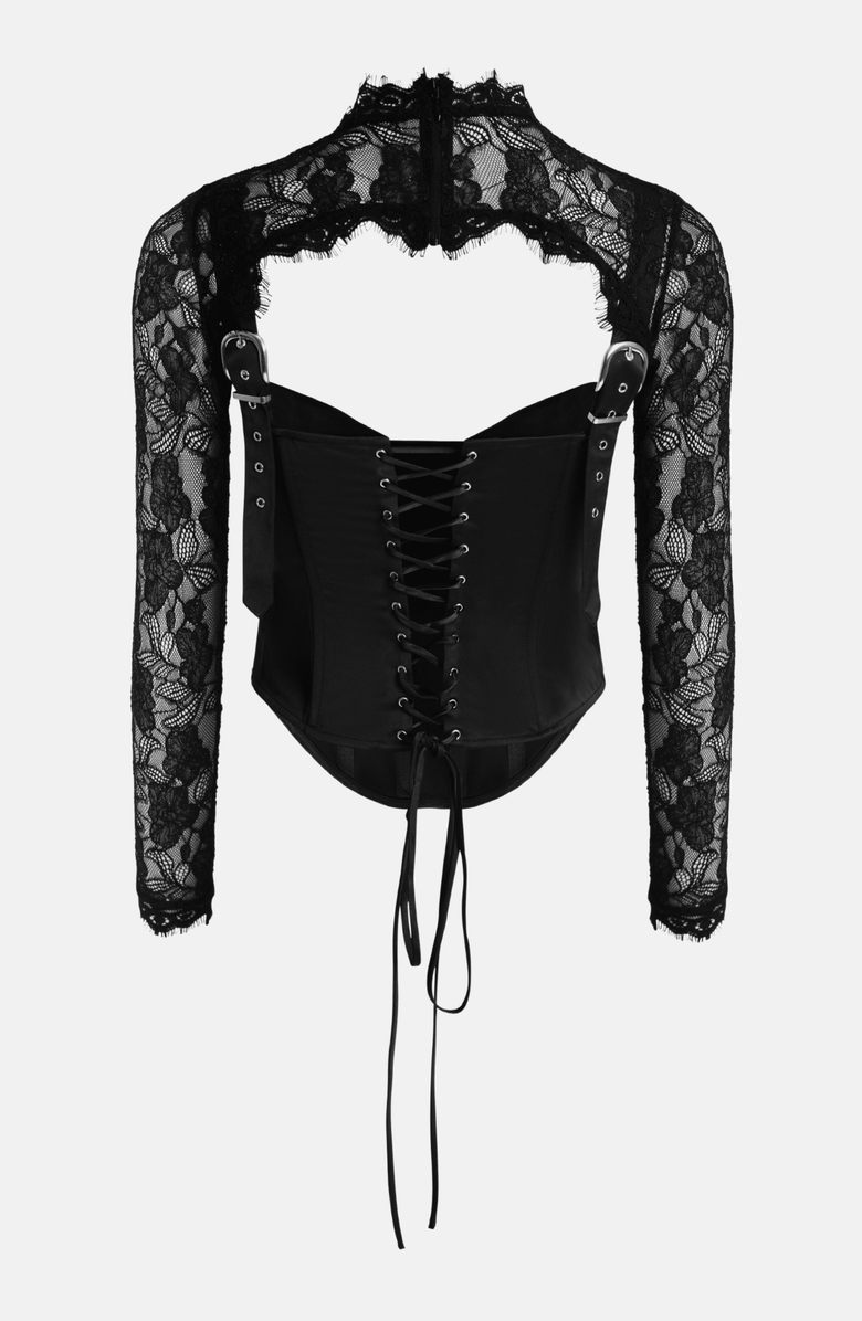 OW Collection Brisa Corset Top, Alternate, color, Black