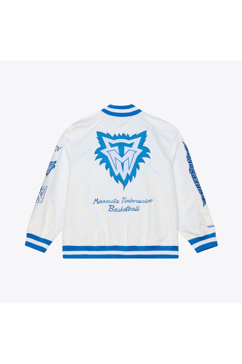 Men's Mitchell & Ness  White Minnesota Timberwolves Arctic Lightweight Full-Snap Satin Jacket, Alternate, color, White