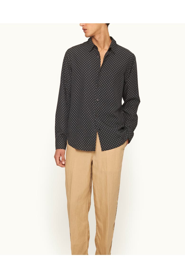Giles Polka Dot Tailored-Fit Shirt, Main, color, Black